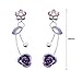 Glamorousky Elegant Purple Rose Earrings with Purple Austrian Element Crystals and Crystal Glass