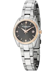 Stuhrling Original Womens 414L.04 Classic Ascot Prime Stainless Steel Bracelet Watch with Rose-Tone Bezel and Swarovski Crystals