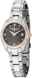 Stuhrling Original Women's 414L.04 Classic Ascot Prime Stainless Steel Bracelet Watch with Rose-Tone Bezel and Swarovski Crystals