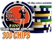 Custom Poker Chips: Put your image, Promotional Logo, or Design on a chip - 300 Full Color 11.5 gram poker chips