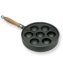 SCI Scandicrafts Aebeleskiver Pan 7-Cup, Cast Iron with Wood handle