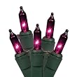 Set of 150 Heavy Duty Purple Mini Christmas Lights - Green Wire Connect 6