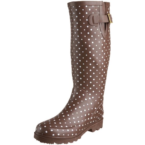 Chooka Women's Posh Dots Rain Boot,Chocolate,9 M US