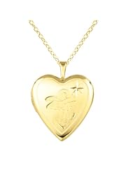 Sterling silver and 14k gold Heart Shaped Locket w/ Angel Necklace