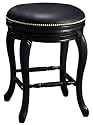 Swivel Backless 24" Counter Stool Black Leather Black Rub Honey