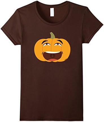 Women's Pumpkin Happy Smile Asian Emoji Halloween Thanksgiving Shirt Large Brown