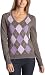 Esprit Women's Argyle V-Neck Sweater,Light Passion Melange,X-Large