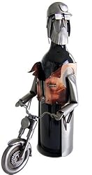 Motorcycle Rider Steel Wine Bottle Caddy by Guenter Scholz - 6035-LI