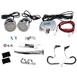 Complete Pyle Weatherproof Mp3/ipod Powerful Speaker Kit for Motorcycle, Motorbike, Atv, Scooter, Boat, Snowmobile - PLMCA60 600w Amplifier + Chrome Aluminum Speakers + Dual Handlebar Mount + USB Charger + Pair of Pyle Marine Headphones/Earbuds,