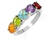 Ladies Sterling Silver Fancy Heart Shaped Multi Gem Half Eternity Band Ring