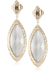 Dyanne Belle "Marquise Earrings Collection" 14k Yellow Gold Smokey Topaz Grande Marquise Post Textured Earrings