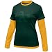 Oakland Athletics T Shirt : Nike Oakland Athletics Ladies Green-Gold Double Layer Team Logo Long Sleeve T Shirt