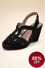 Footglove Fashion Leather Peep Toe Swirl Wedge Shoes