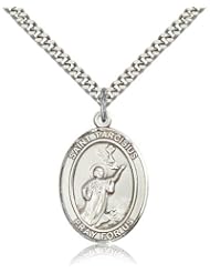 Free Engraving Included Medal- Sterling Silver St. Saint Tarcisius Pendant 1" Oval 7261SS w/24" SG Heavy Curb Chain w/Box Patron Saint of Altar Boys/Altar Girls