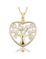 18k Gold Over Sterling Silver Diamond Accent Tree of Life Heart Pendant