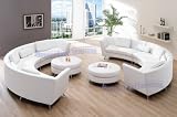 Exclusive Modern Furniture VIP Sectional with Two White Leather Sofas and 2 Ottomans
