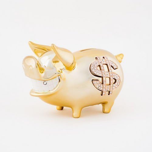 Biggy Piggy Money Bank Goldplated Ceramic by Biggy Piggy