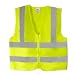 Neiko High Visibility Neon Yellow Zipper Front Safety Vest with Reflective Strips - Meets ANSI/ISEA Standards, Size Large