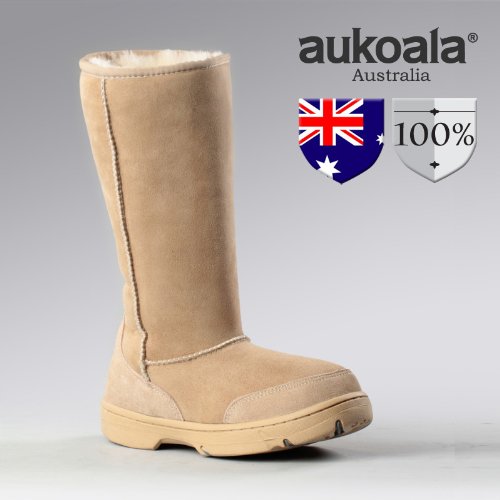 Aukoala Snow Boots Australia Sheepskin Warm Milan Tall For Womens_Sand_Us Size 9 On Sale
