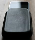 iPhone Leather case With Suede Lining Hand Stitch Corners - Onyx Black