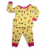B.T. Kids - Toddler Girls Long Sleeve Dog Pajamas, Yellow, Pink