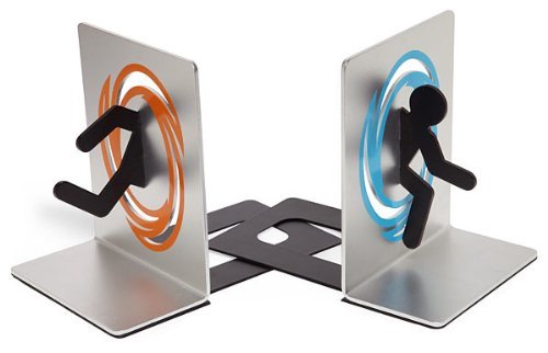 ThinkGeek - Portal Bookends Blue & Orange Portal