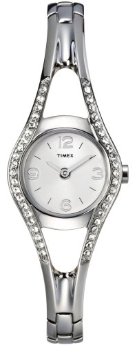 Timex Womens 42 swarovski Crystal silver bangle - T2M847PF