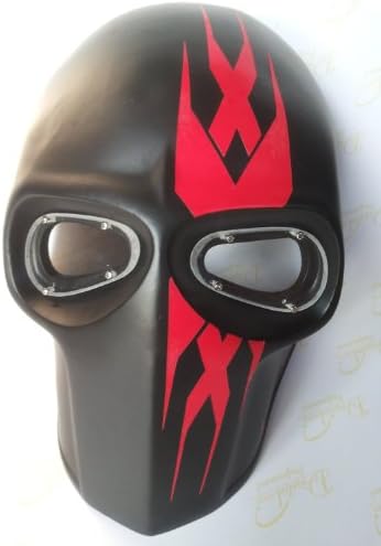 NEEWAR BESTDEAL AVENGER MASK - Red X Cross Full Face Mask Airsoft - Black Goalie Mask Army Airsoft Paintball BB Gun Full Face Game Protect Mask for Hunting Wargame and All Military Purpose