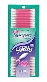Swisspers Cotton Swabs Hot Color Plastic Stick Assorted Colors, 500 Count