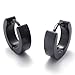 KONOV Jewelry Plain Black Stainless Steel Mens Huggie Hinged Hoop Earrings, 2pcs, Black