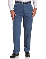 Haggar Men's Work-To-Weekend Hidden Expandable-Waist Denim Plain-Front Pant