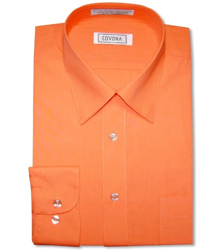 Men's Solid BURNT ORANGE Color Dress Shirt w/ Convertible Cuffs