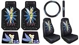 Tinkerbell Tink Pixie Power 7pc Combo Set Front & Rear Floor Mats  Seat Covers & Steering Wheel Cover