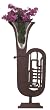 Cast Iron / Glass Tuba Vase 29.5"H x 11"W