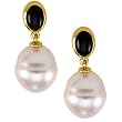 14K Yellow Gold Paspaley South Sea Cultured Pearl and Onyx Earrings - 12.00mm