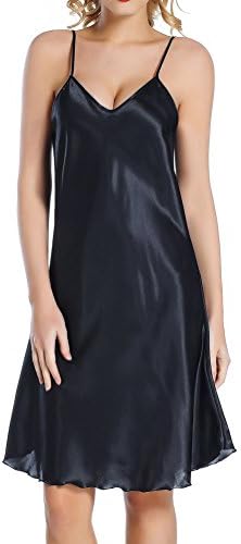 Vansiter Women's Nightgowns Slip Chemise Sexy Sleepwear Black S