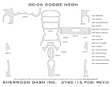 DODGE NEON 2000-06 Wood Dash Trim Kit w/o Power Windows 15pcs