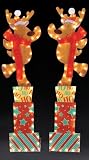 Set of 2 Reindeer on Presents Lighted Christmas Yard Art 60