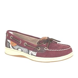 SPERRY ANGELFISH WINE/PYTHON WOMENS BOAT SHOES Size 8M