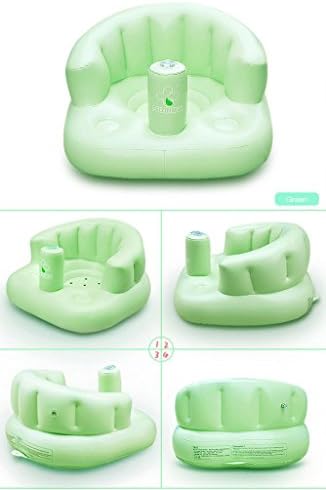 Toddler Baby Inflatable PVC Sofa Chair Portable Security Baby Toddler Bath Seat Inflatable Air Chair for Baby,infant Baby Inflatable Sofa Chairs Child Bath Stool Bb Chair Armchair (Green)