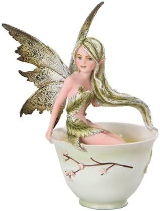 5.75" Green Tea Fairy Statue Figurine Figure Fairies Magic Fantasy Mug Cup