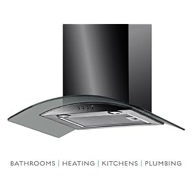 Baumatic 60cm Cooker Chimney Hood 600mm Black/ Glass BT6.3BGL