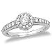 14k White Gold Round Diamond Engagement Ring w/ Pave Diamonds (1/3 ct center, .64 cttw, G-H Color, I1 Clarity)