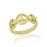 18k Gold over Sterling Silver Peace Signs Ring