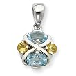 Sterling Silver Blue Topaz And Citrine Pendant