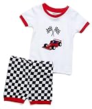 Leveret Shorts "Racing Car" 2 Piece Pajama 100% Cotton (Size 6M-5T)