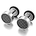 Men's 8mm Stainless Steel Resin Stud Carbon Fiber Earrings Black Silver Tapers Cheater Faux Fake Ear Plugs Gauges Illusion Tunnel Non Pierce Body Jewelry
