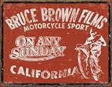 BRUCE BROWN FILMS TIN SIGN MOTORCYCLE SPORT ON ANY SUNDAY CALIFORNIA