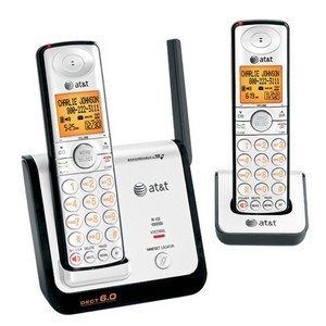 AT&T DECT 6.0 Black/Silver Digital Dual Handset Cordless Telephone (CL81209)