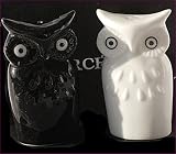 Owl Black & White Porcelain Salt & Pepper Collectable
